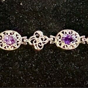 Elegant filigree Silver and Purple Bracelet